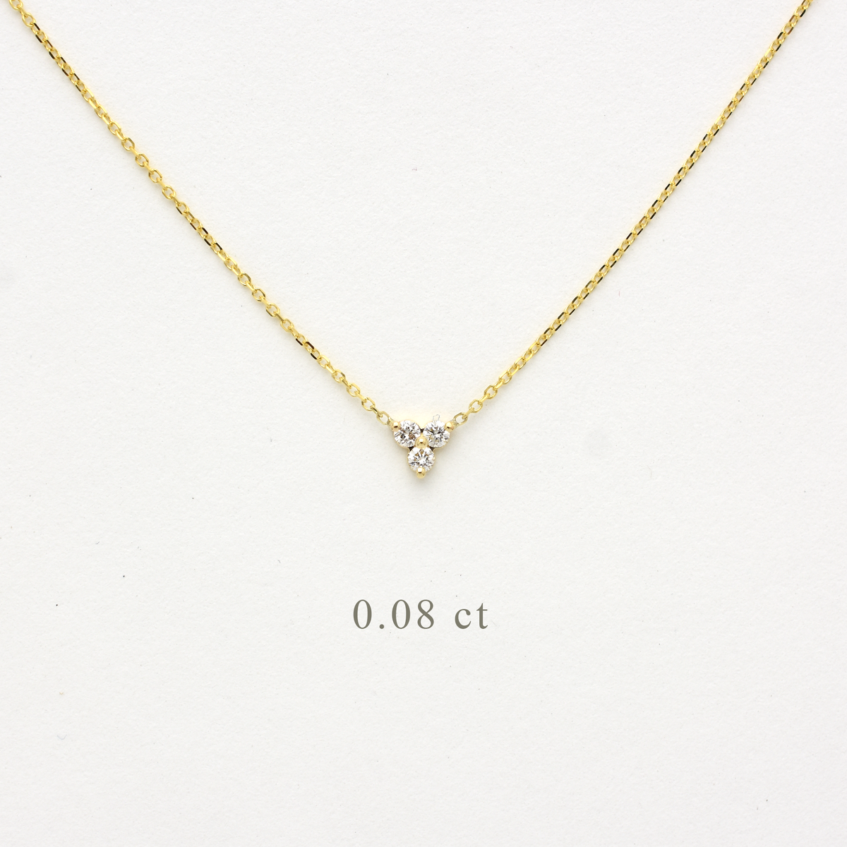 14K Gold Diamond 3 Stone Cluster Necklace | 0.08 Carat | Elegant Jewelry