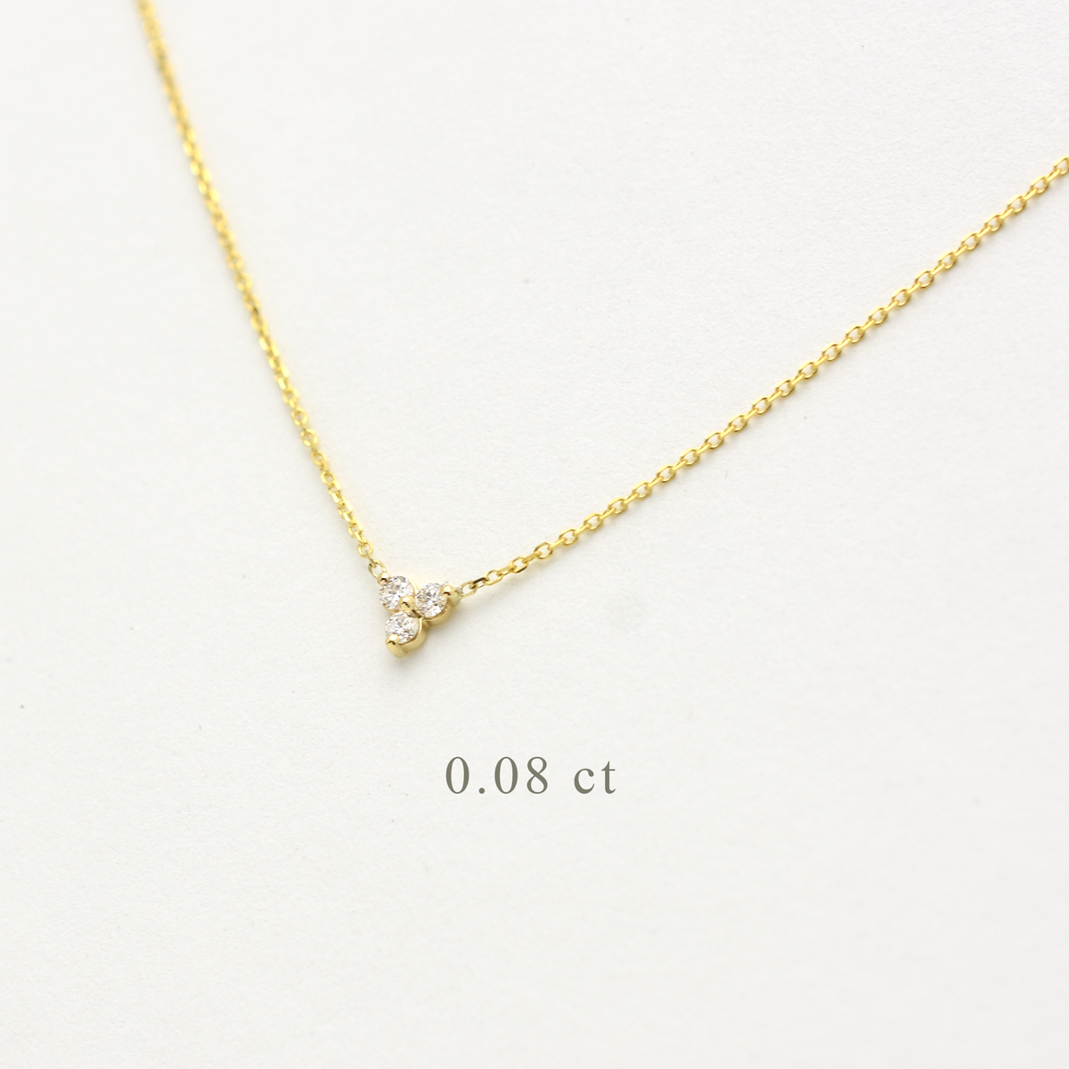 14K Gold Diamond 3 Stone Cluster Necklace | 0.08 Carat | Elegant Jewelry
