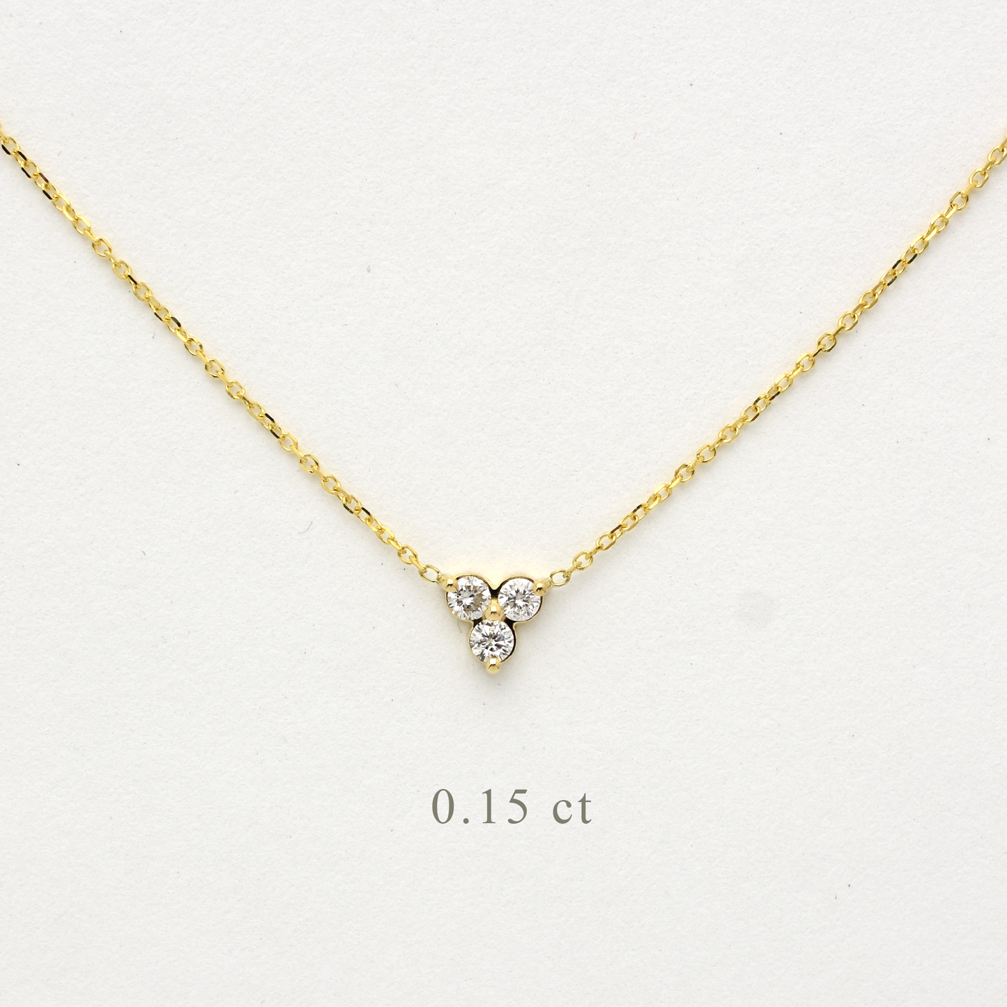 14K Gold Diamond 3 Stone Cluster Necklace | 0.15 Carat | Elegant Jewelry