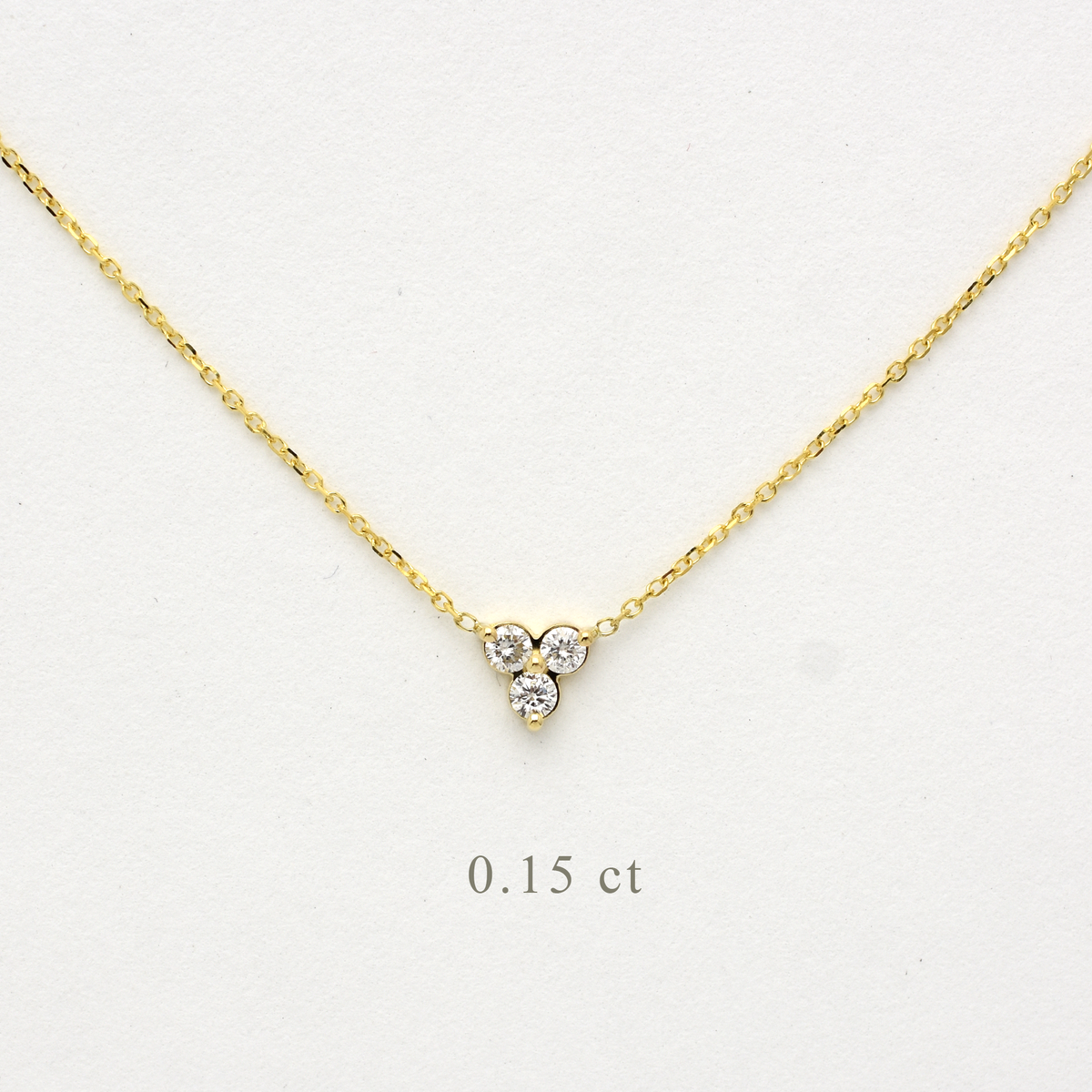 14K Gold Diamond 3 Stone Cluster Necklace | 0.15 Carat | Elegant Jewelry