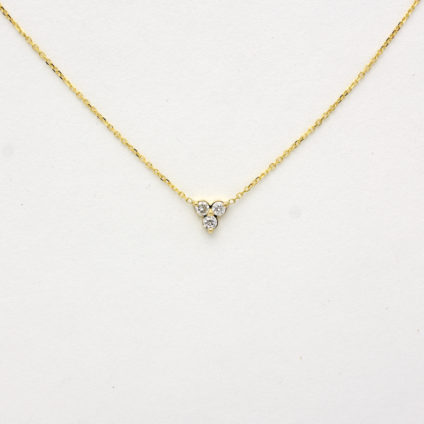 14K Gold Diamond 3 Stone Cluster Necklace | 0.15 Carat | Elegant Jewelry