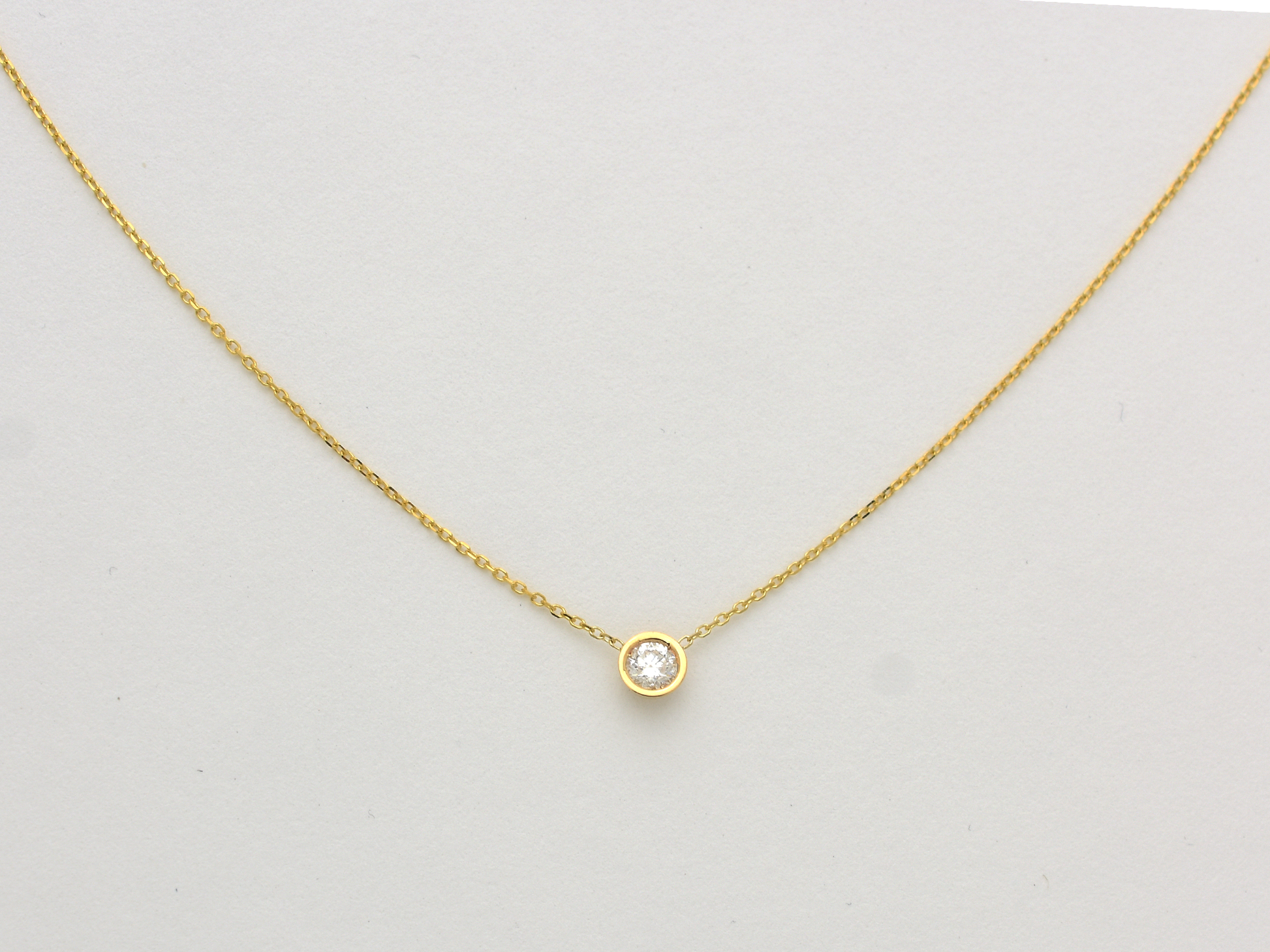 14k gold bezel set diamond solitaire necklace 0.20 carat natural diamonds