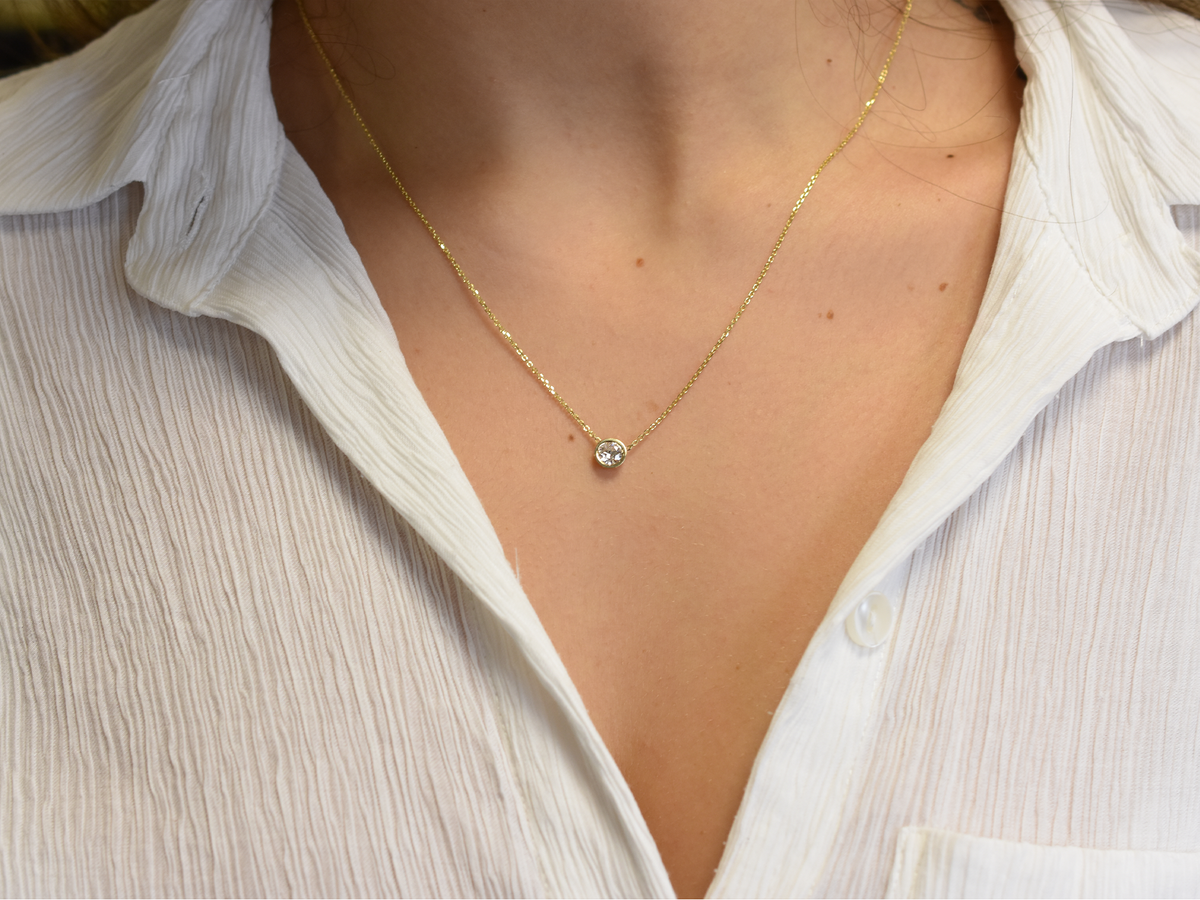 Diamond Bezel solitaire 0.50 carat Necklace