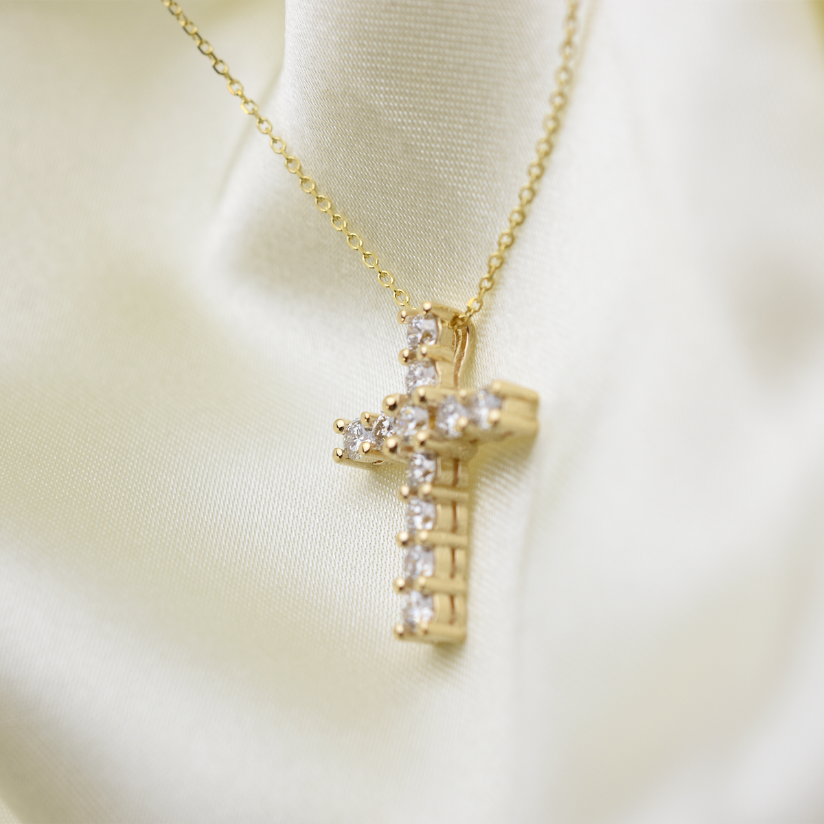 14k Diamond Cross