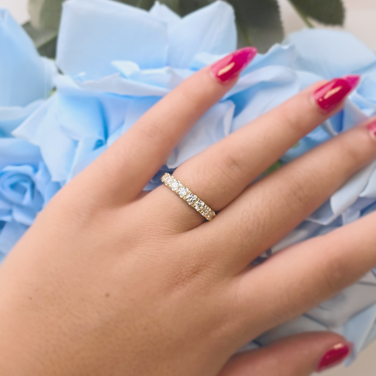 diamond wedding band - 14k solid gold diamond wedding ring - bridal ring - ladies diamond wedding band- 0.90 ct diamond ring