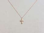 14k Gold Diamond Bezel Cross Necklace 0.30 ct