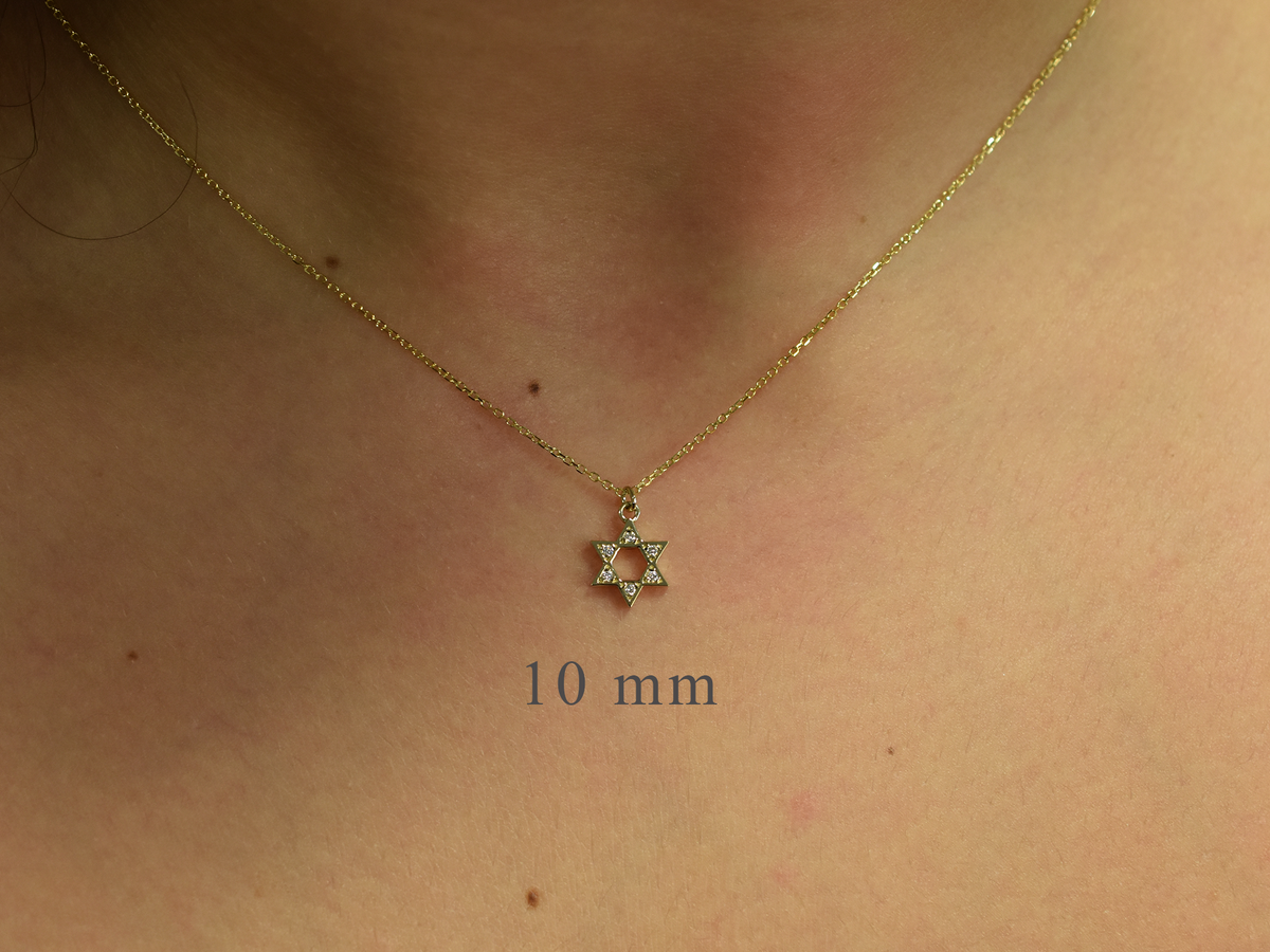 Diamond Star Of David Necklace 14 k gold - Religious necklace