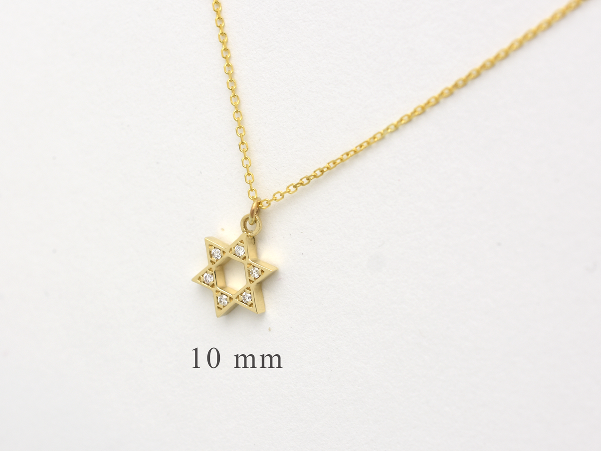 Diamond Star Of David Necklace 14 k gold - Religious necklace