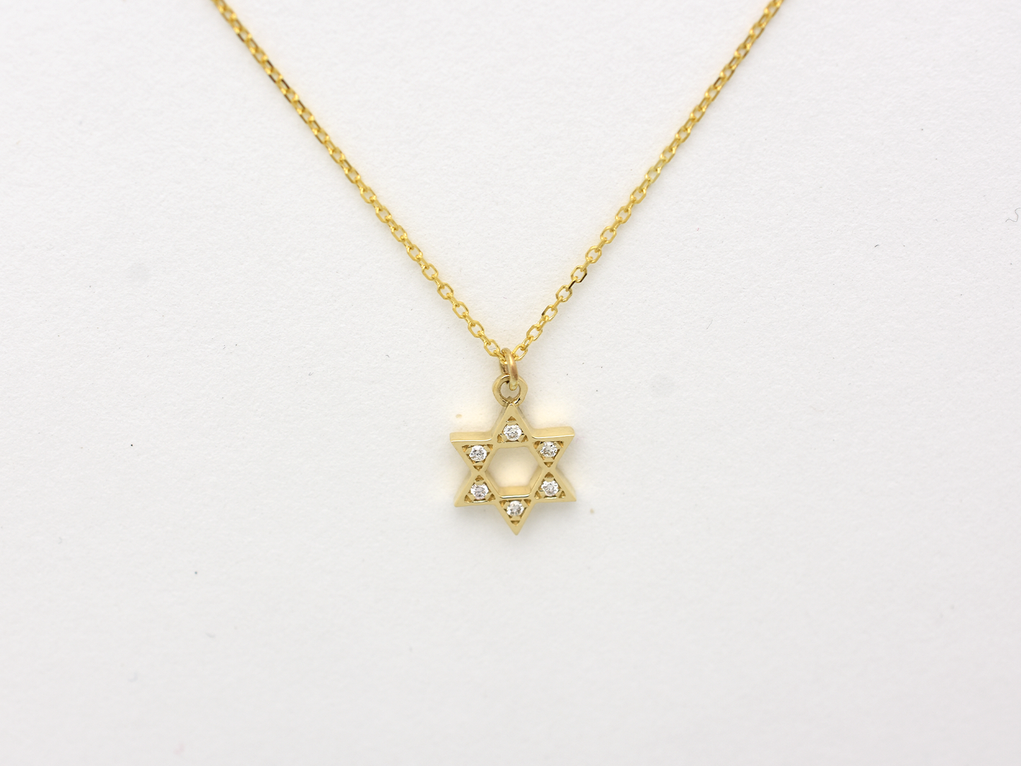Diamond Star Of David Necklace 14 k gold - Religious necklace