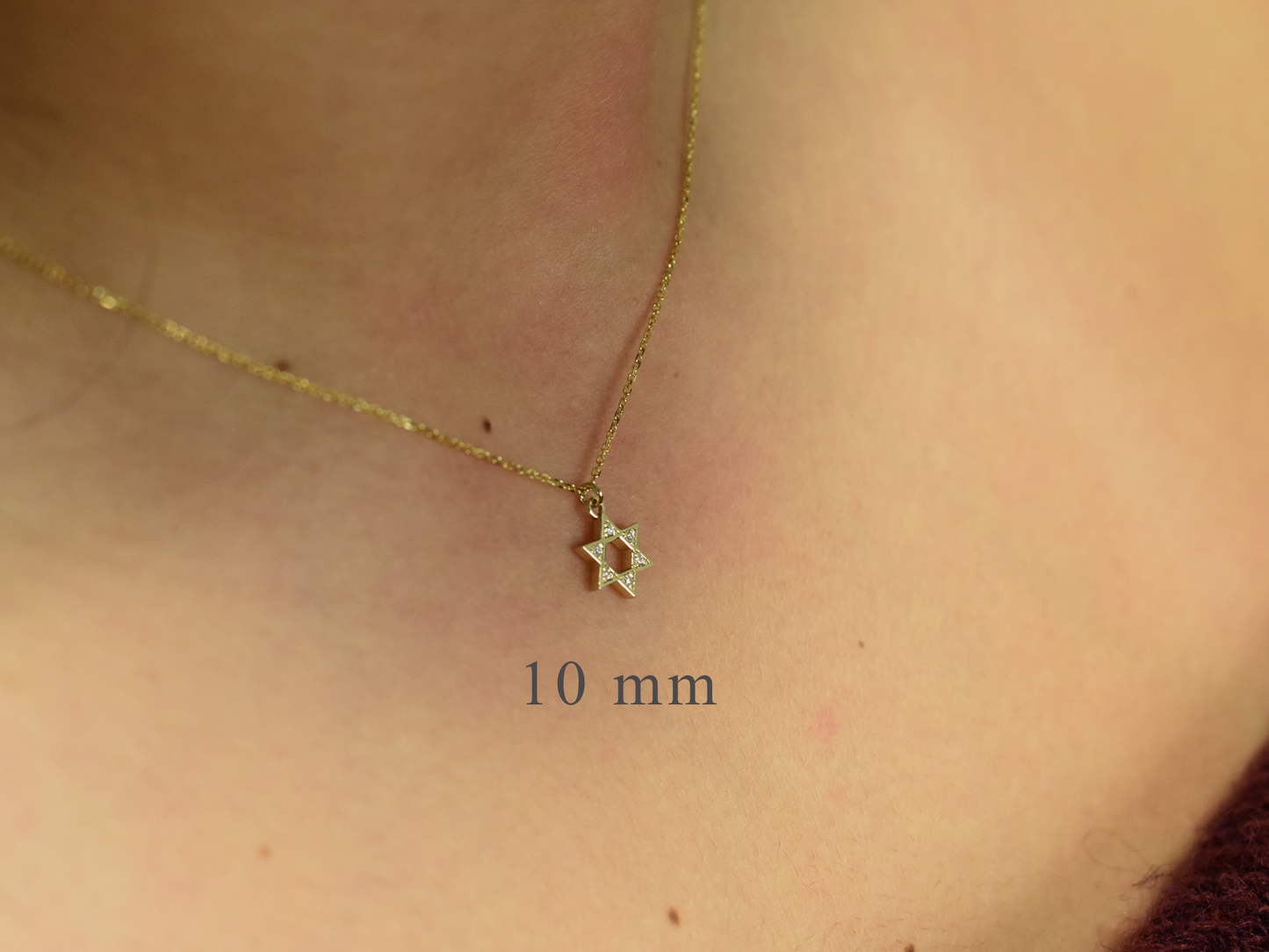 Diamond Star Of David Necklace 14 k gold - Religious necklace