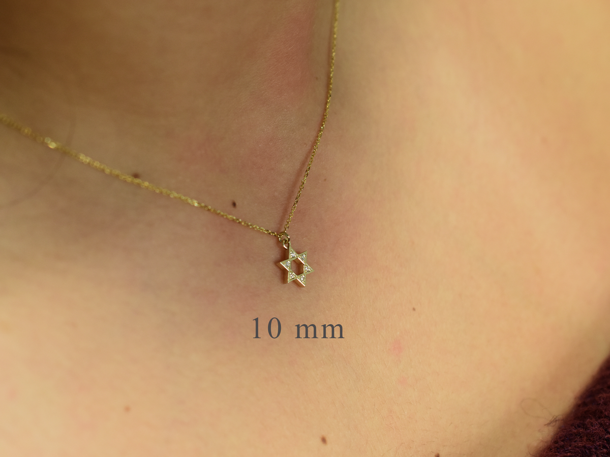 Diamond Star Of David Necklace 14 k gold - Religious necklace