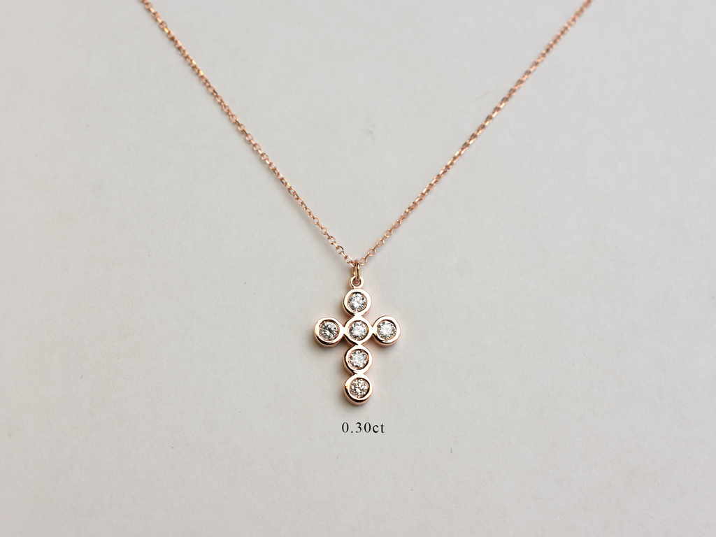 14k bezel set diamond cross for ladies - 14k yellow gold cross - 14 k white gold cross - 14 k rose gold cross - layering cross necklace - statement diamond cross - baptism cross -