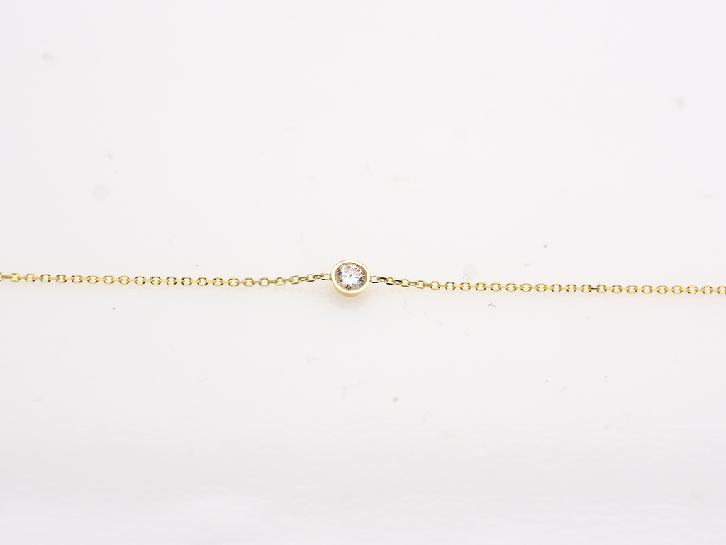 14K Gold 0.10ct Floating Diamond Bezel Bracelet