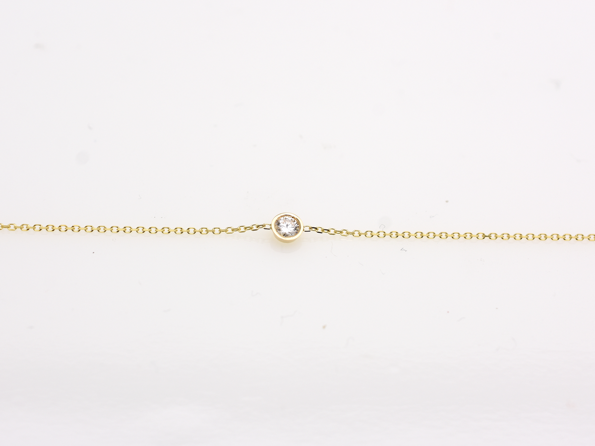 14K Gold 0.10ct Floating Diamond Bezel Bracelet
