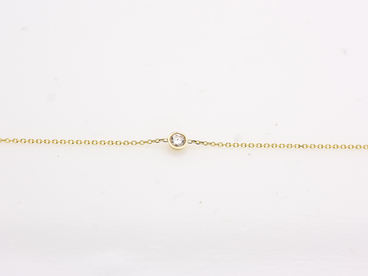 14K Gold 0.10ct Floating Diamond Bezel Bracelet
