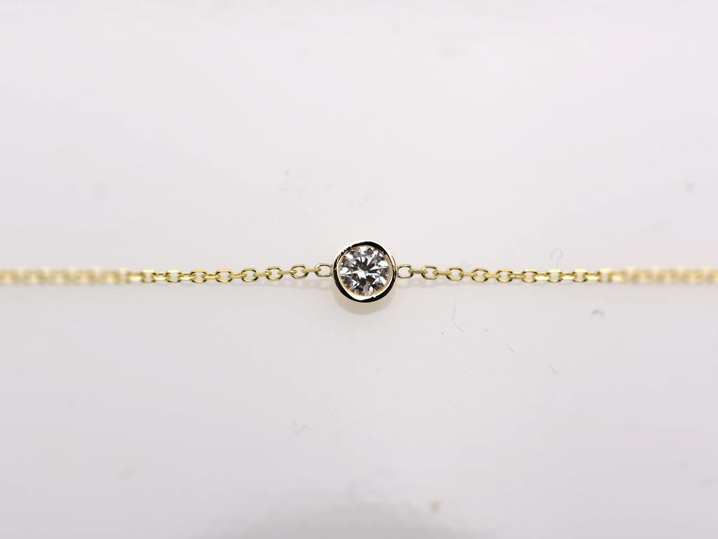 14K Gold 0.10ct Floating Diamond Bezel Bracelet