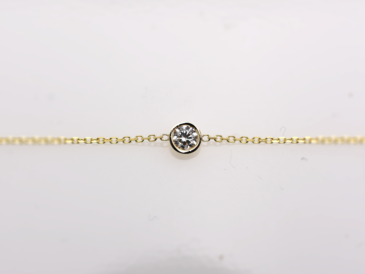 14K Gold 0.10ct Floating Diamond Bezel Bracelet