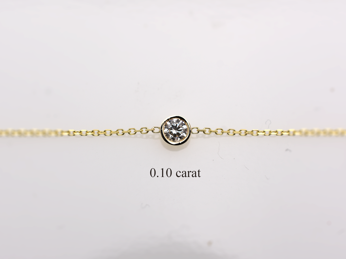 14K Gold 0.10ct Floating Diamond Bezel Bracelet