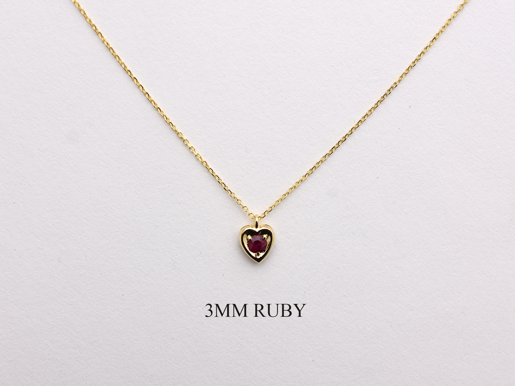 14k Gold Ruby Heart Necklace