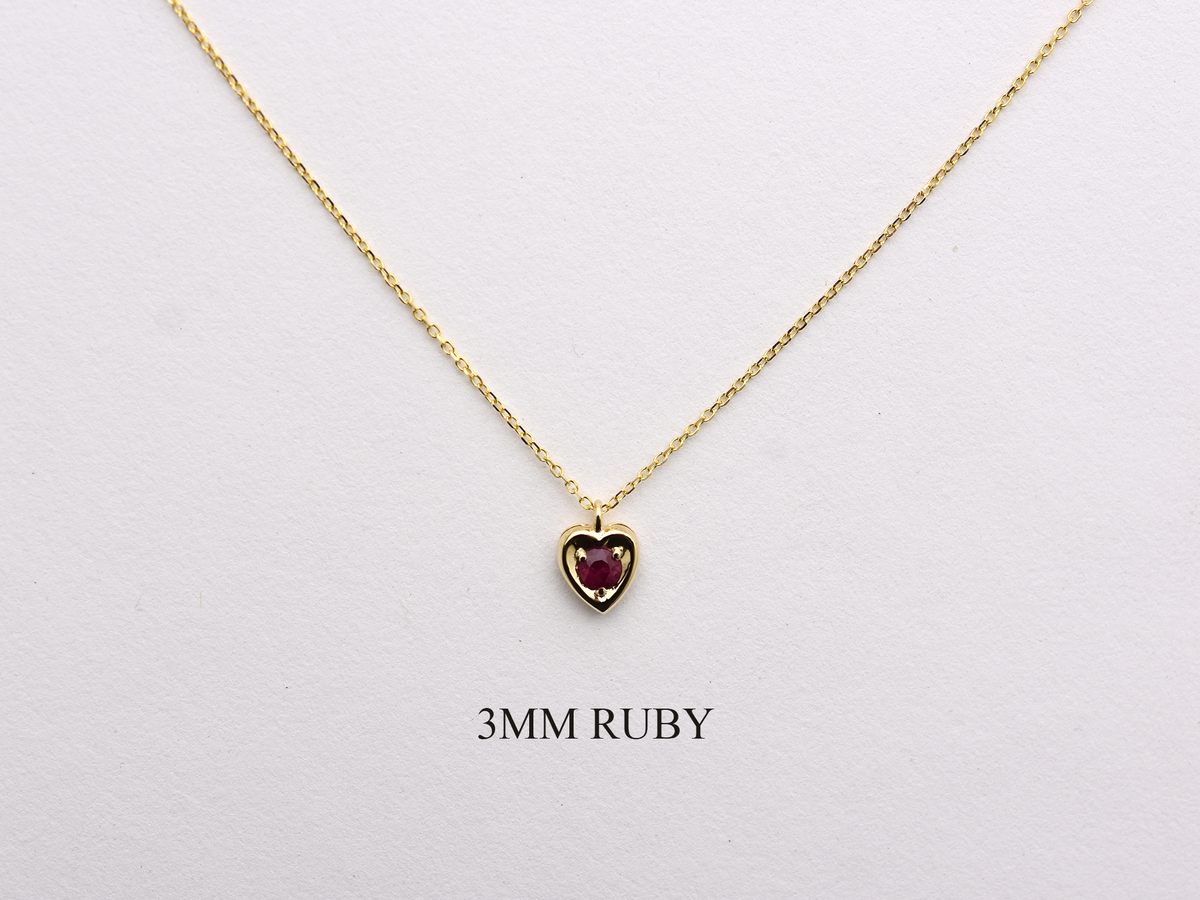 14k Gold Ruby Heart Necklace