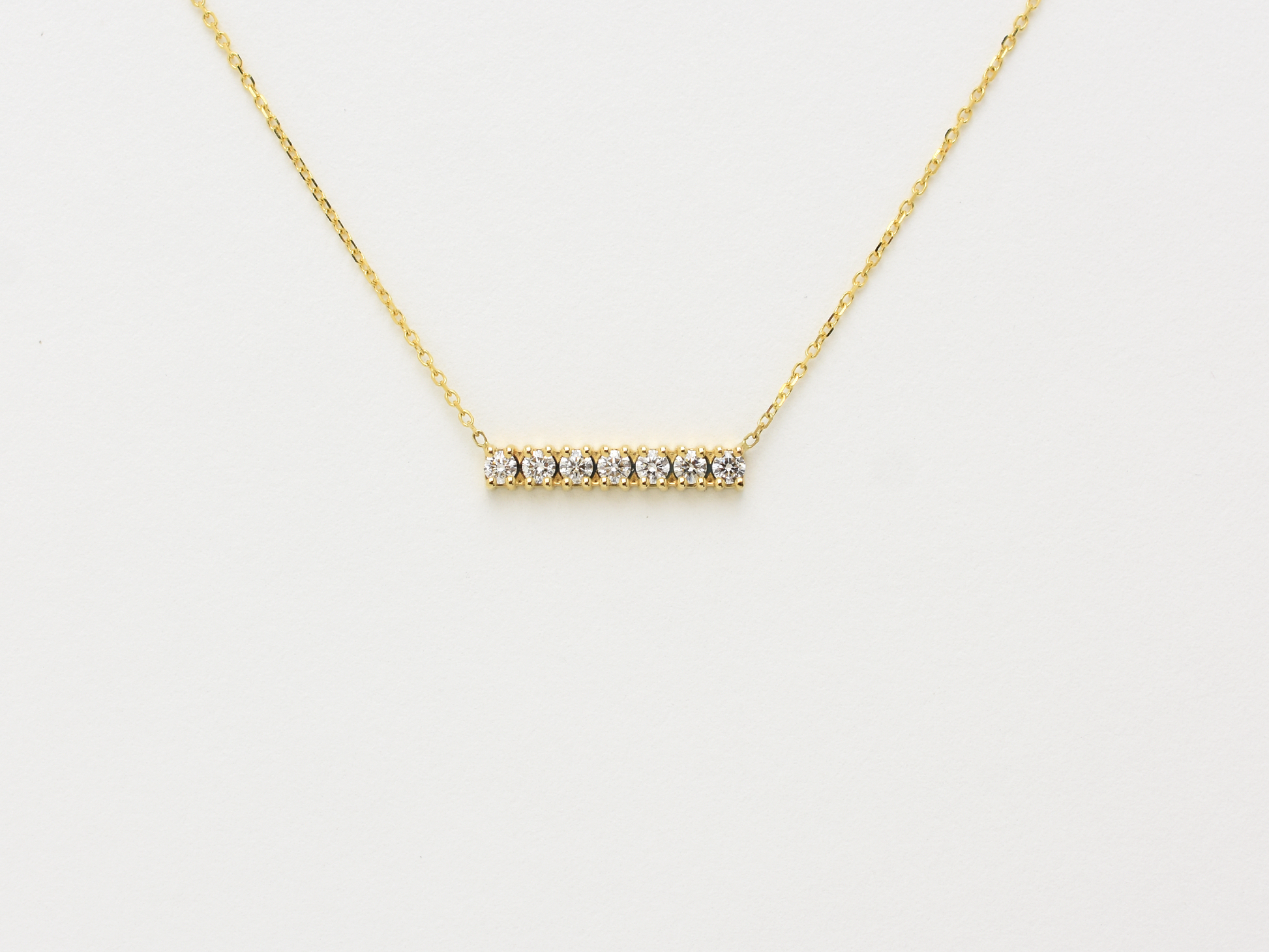 14k gold diamond bar necklace