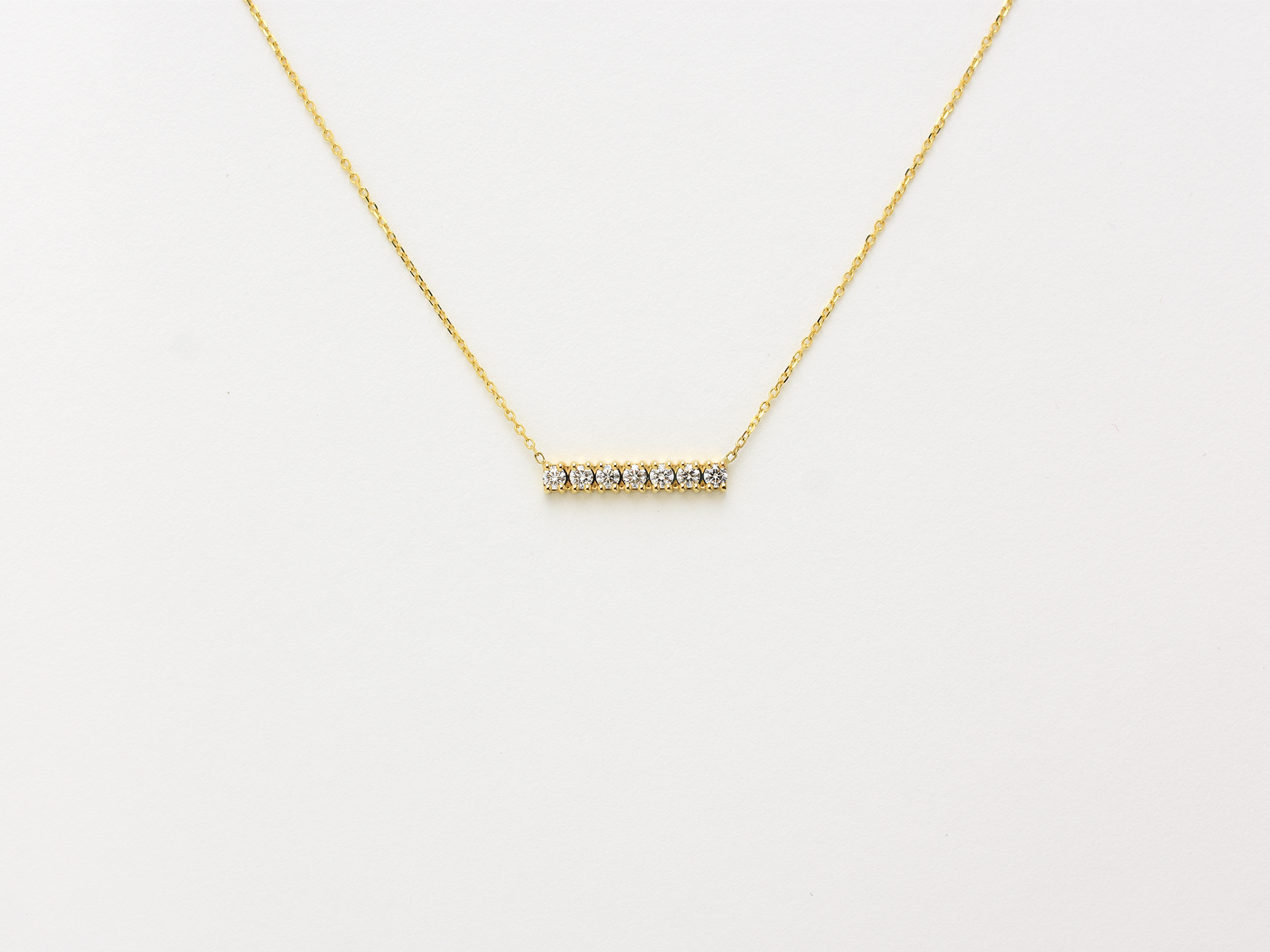14k gold diamond bar everyday necklace