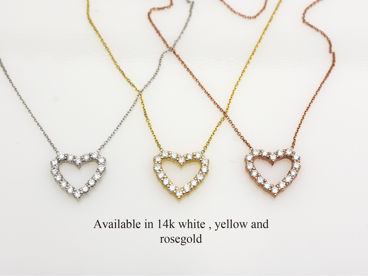 14K Gold Diamond Heart Necklace