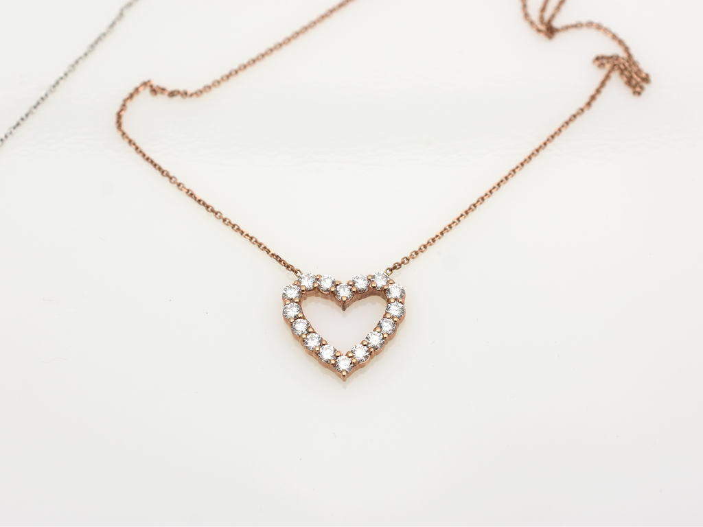 14K Gold Diamond Heart Necklace