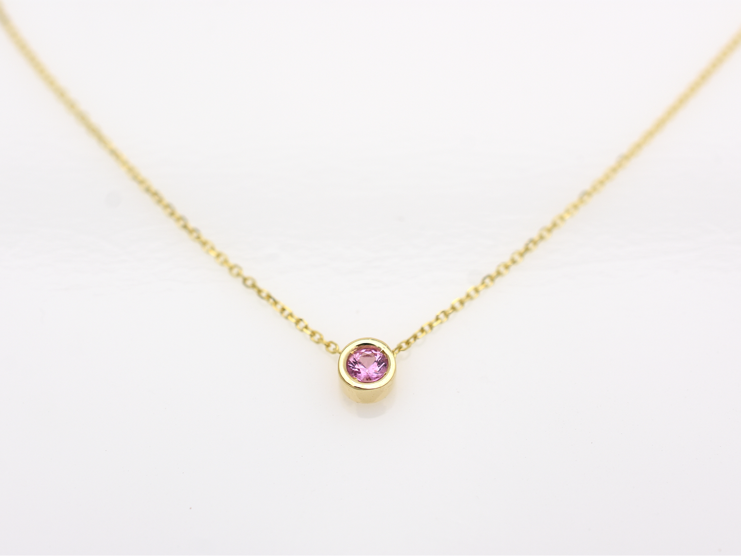 14K Gold Pink Sapphire Sliding Necklace