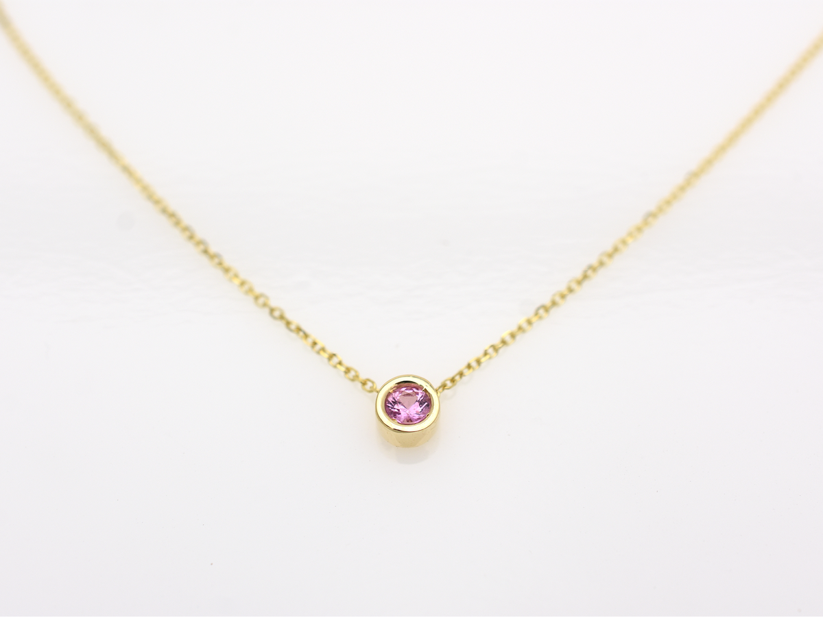 14K Gold Pink Sapphire Sliding Necklace