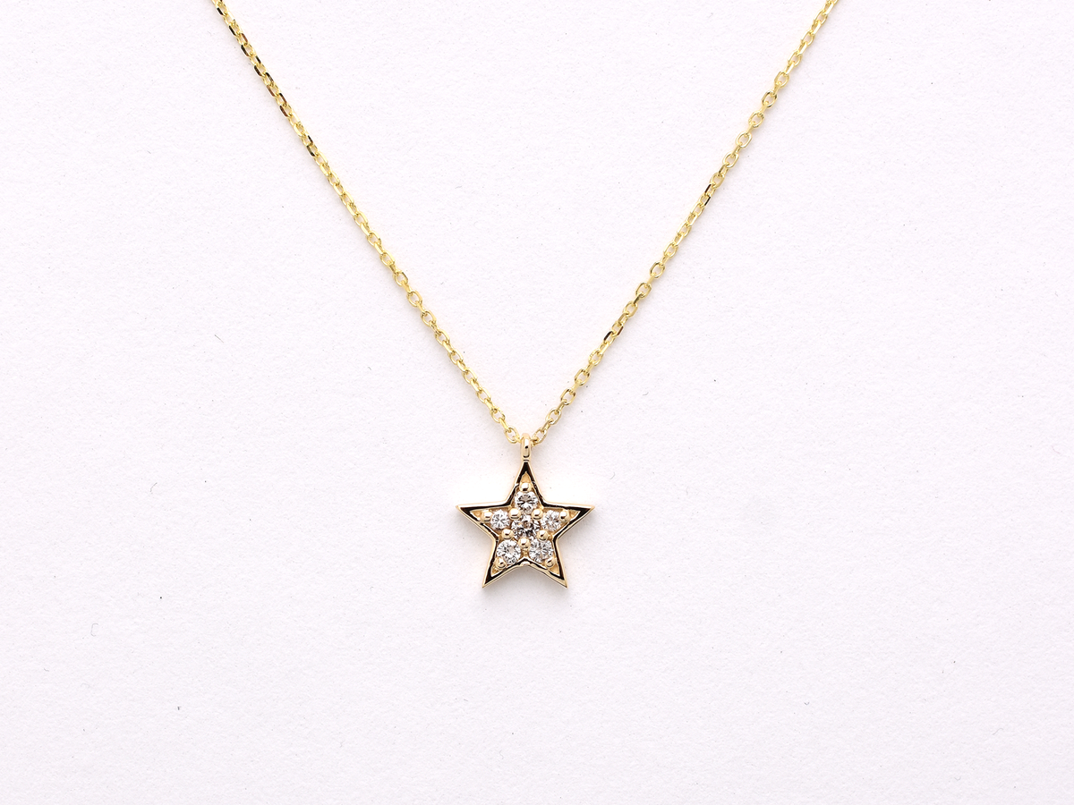 Luxury celestial jewelry packaging for the diamond star necklace.