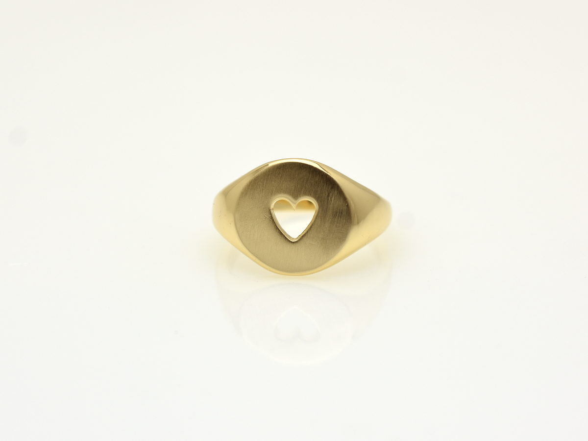 14k solid gold heart ring with a heart design