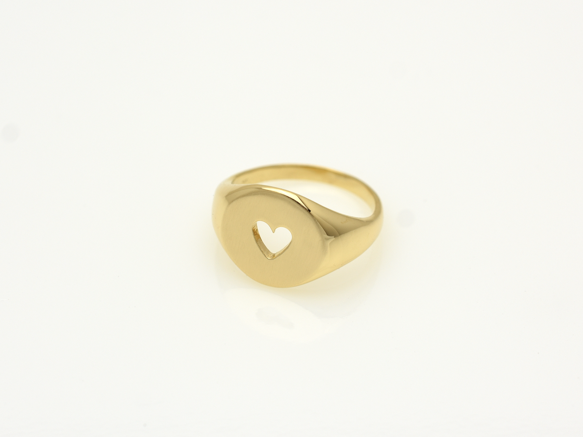 14k solid gold heart ring with a heart design