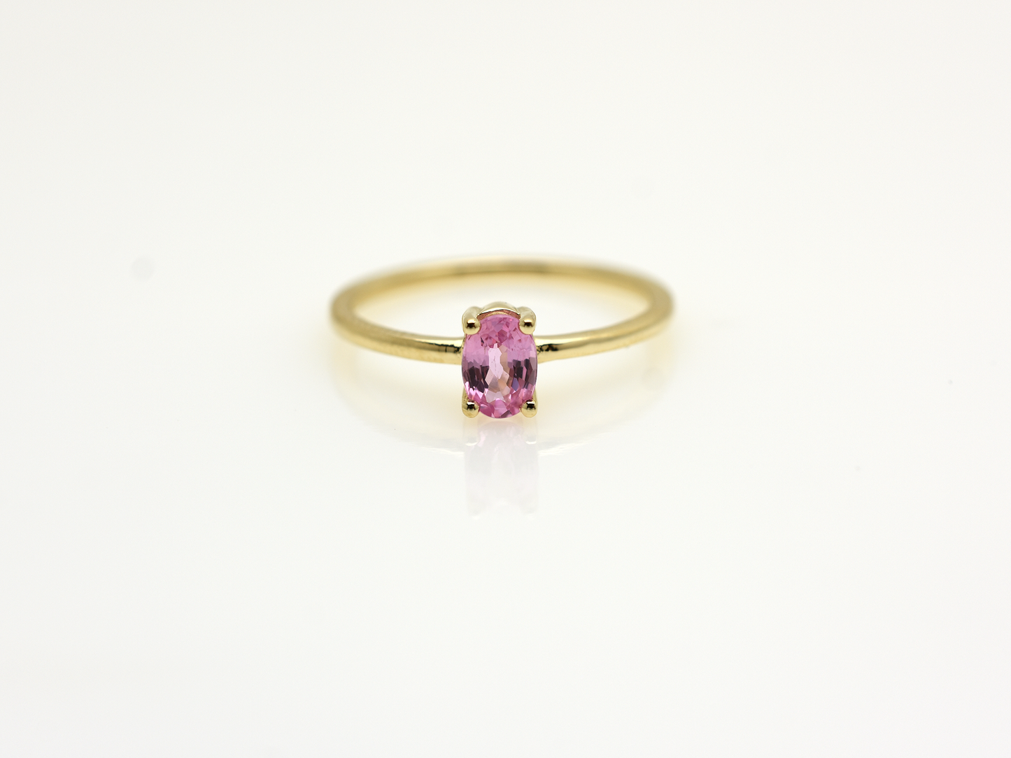 Natural pink sapphire ring in 14k gold with 0.56 carat oval stone, dainty fine jewelry gift, minimalist real gold promise ring