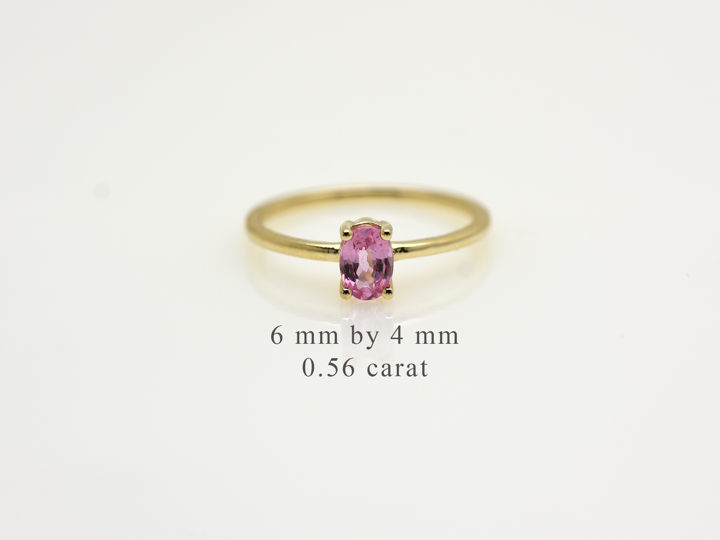 Natural pink sapphire ring in 14k gold with 0.56 carat oval stone, dainty fine jewelry gift, minimalist real gold 