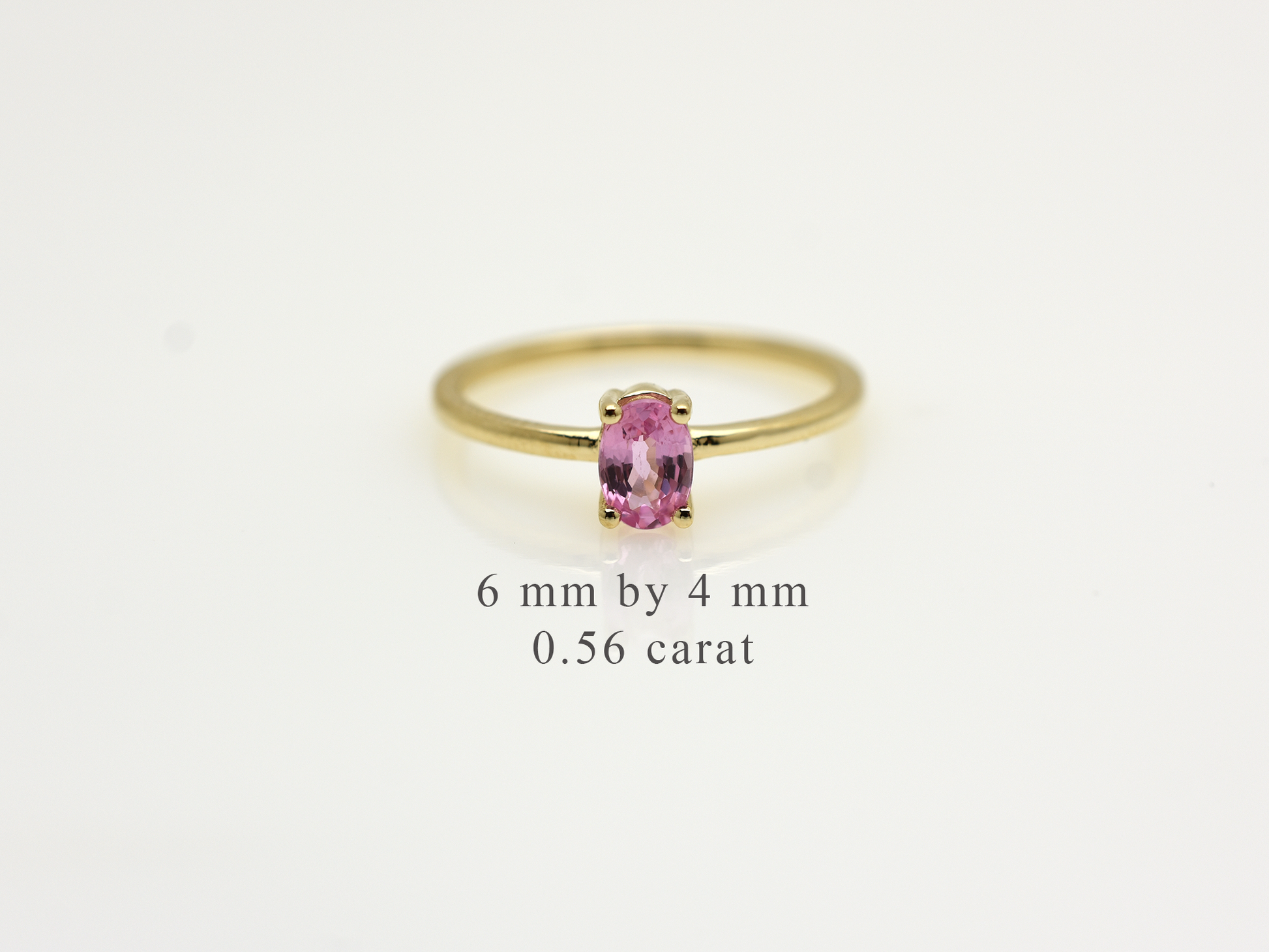 Natural pink sapphire ring in 14k gold with 0.56 carat oval stone, dainty fine jewelry gift, minimalist real gold 