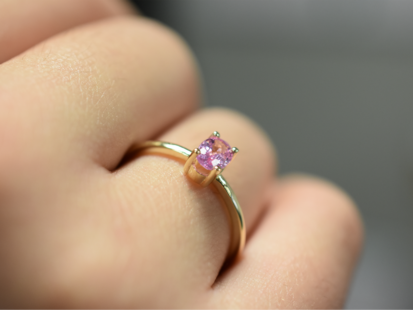 Oval Pink sapphire ring 14k gold – 0.56ct Natural Gemstone in 14k Gold