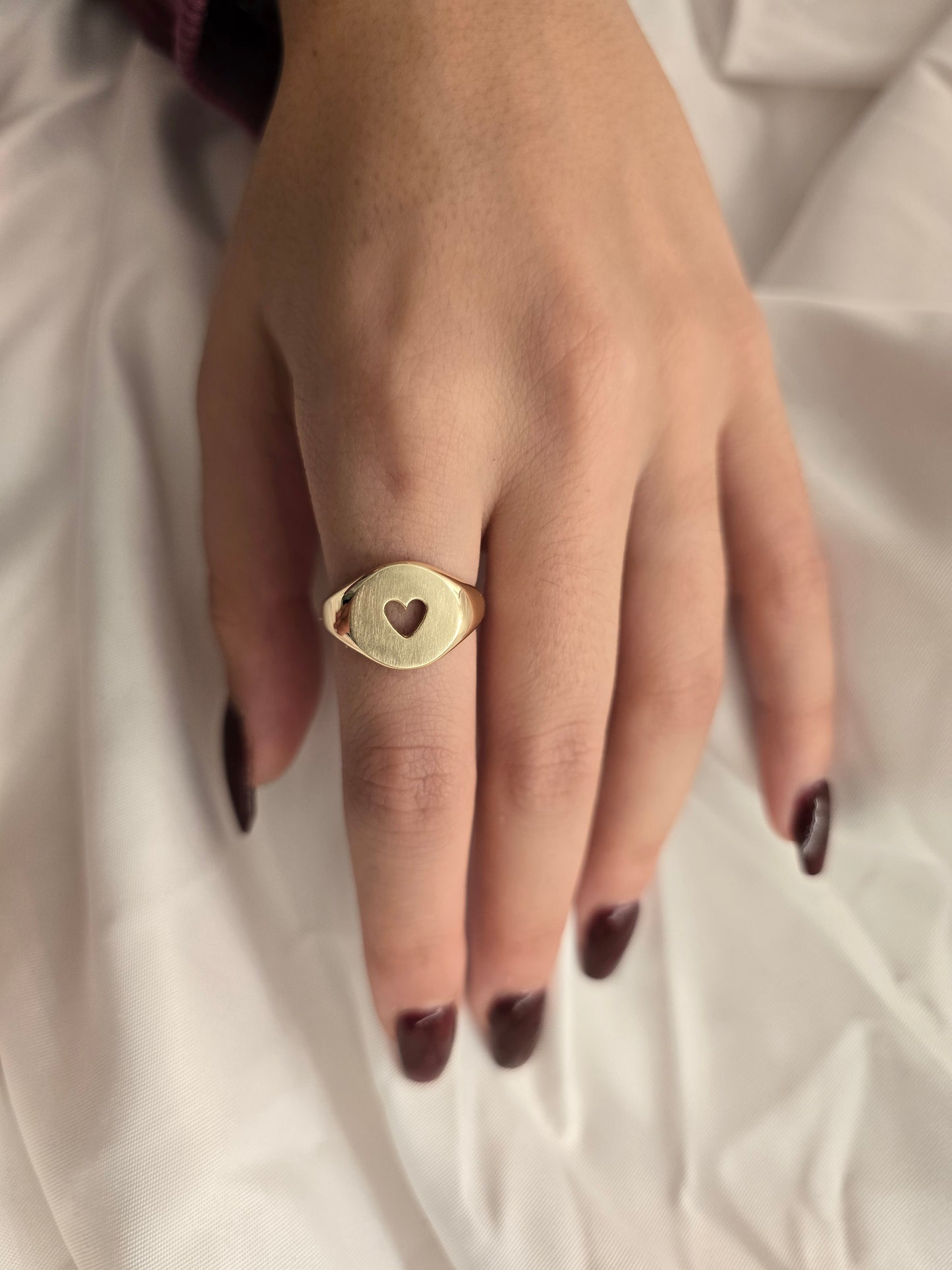 14k Gold Signet ring with a heart design