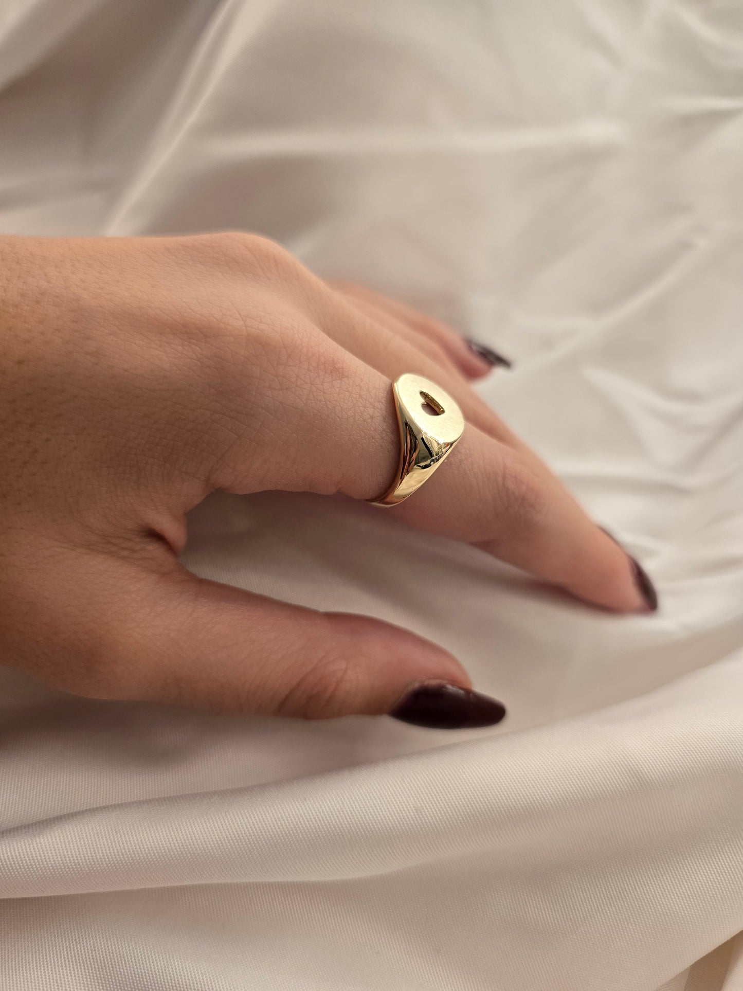 14k Gold Signet ring with a heart design