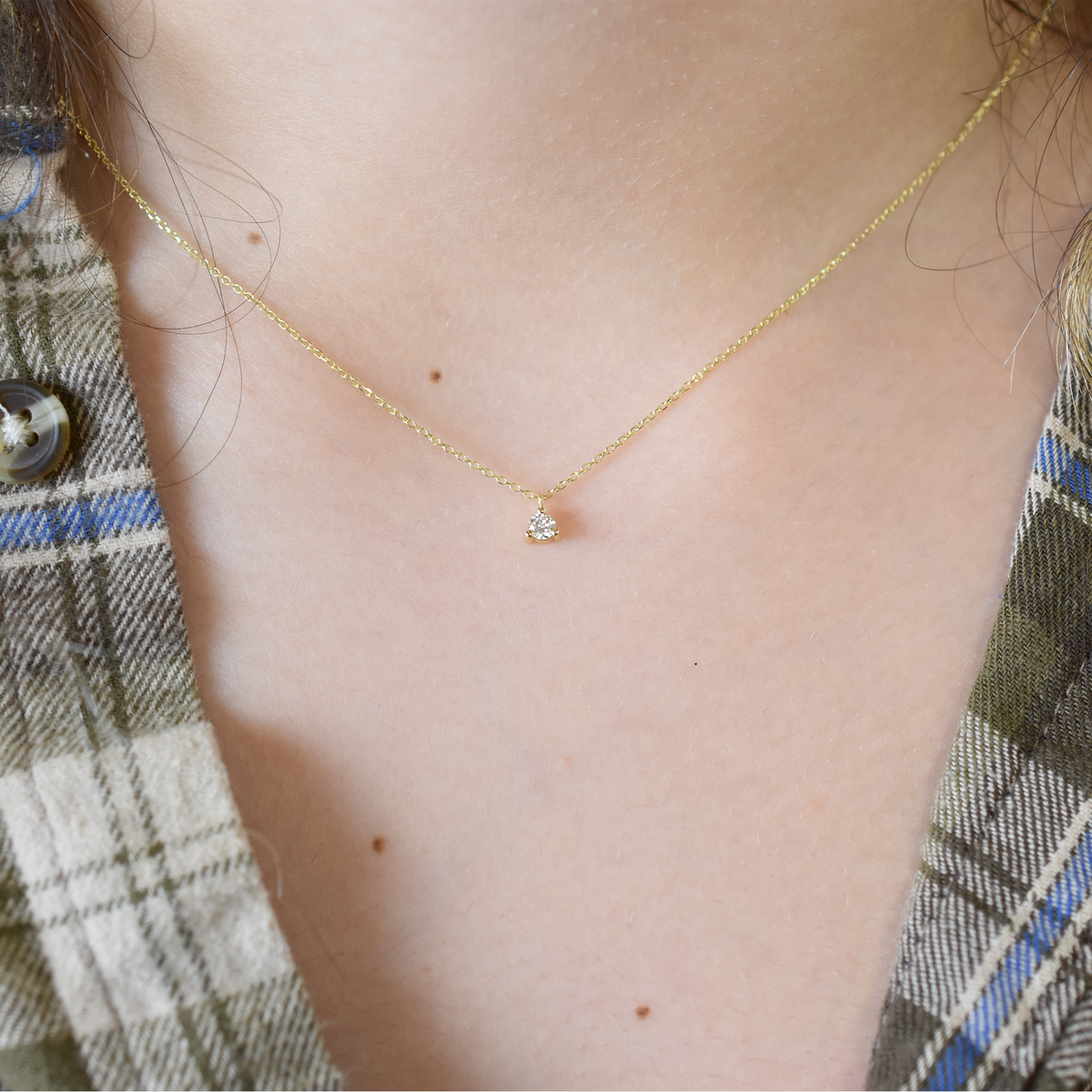 14K Diamond Prong Necklace