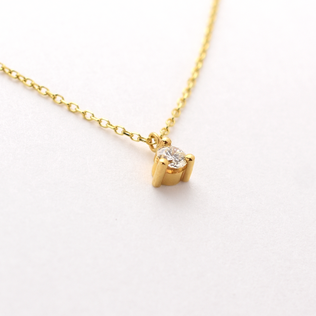 14K Diamond Prong Necklace