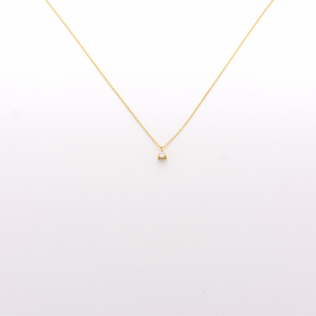 14K Diamond Prong Necklace