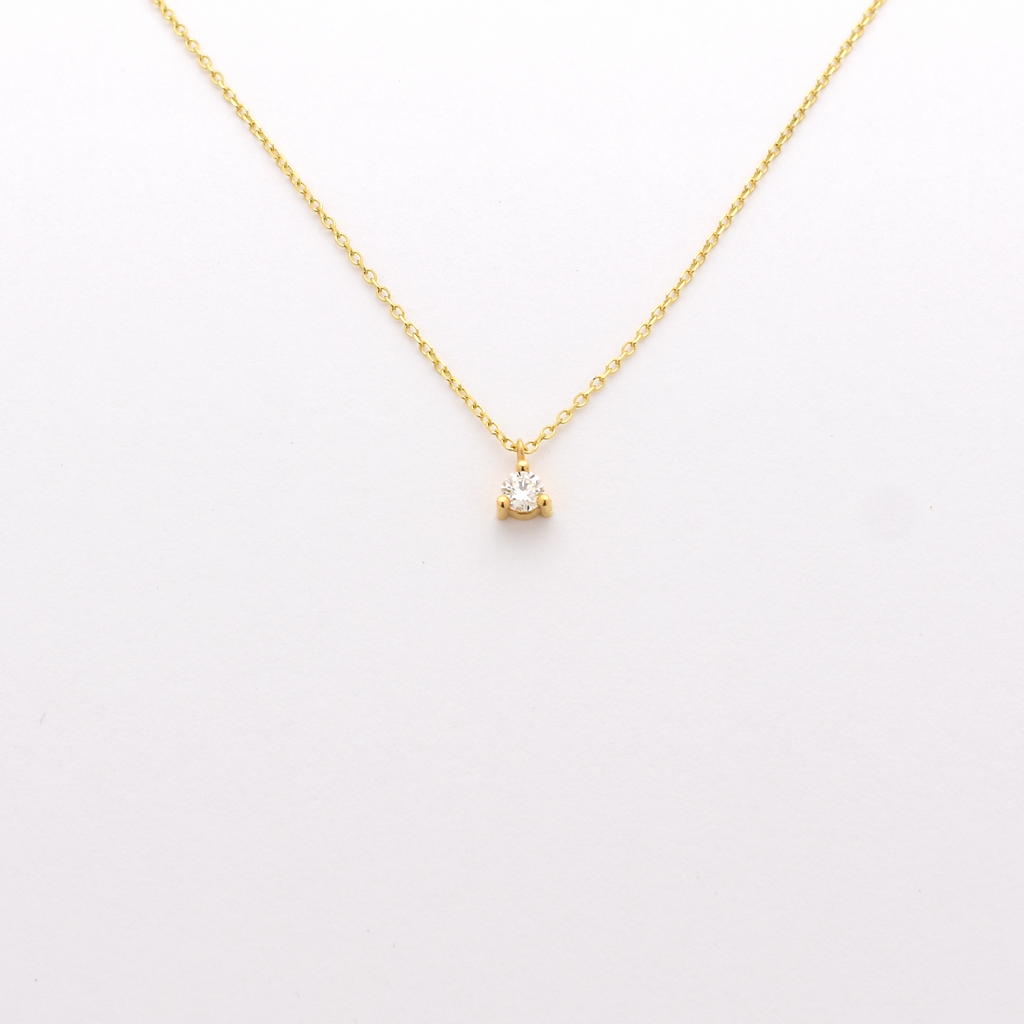 14K Diamond Prong Necklace