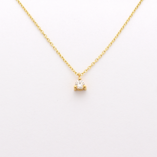 14K Diamond Prong Necklace