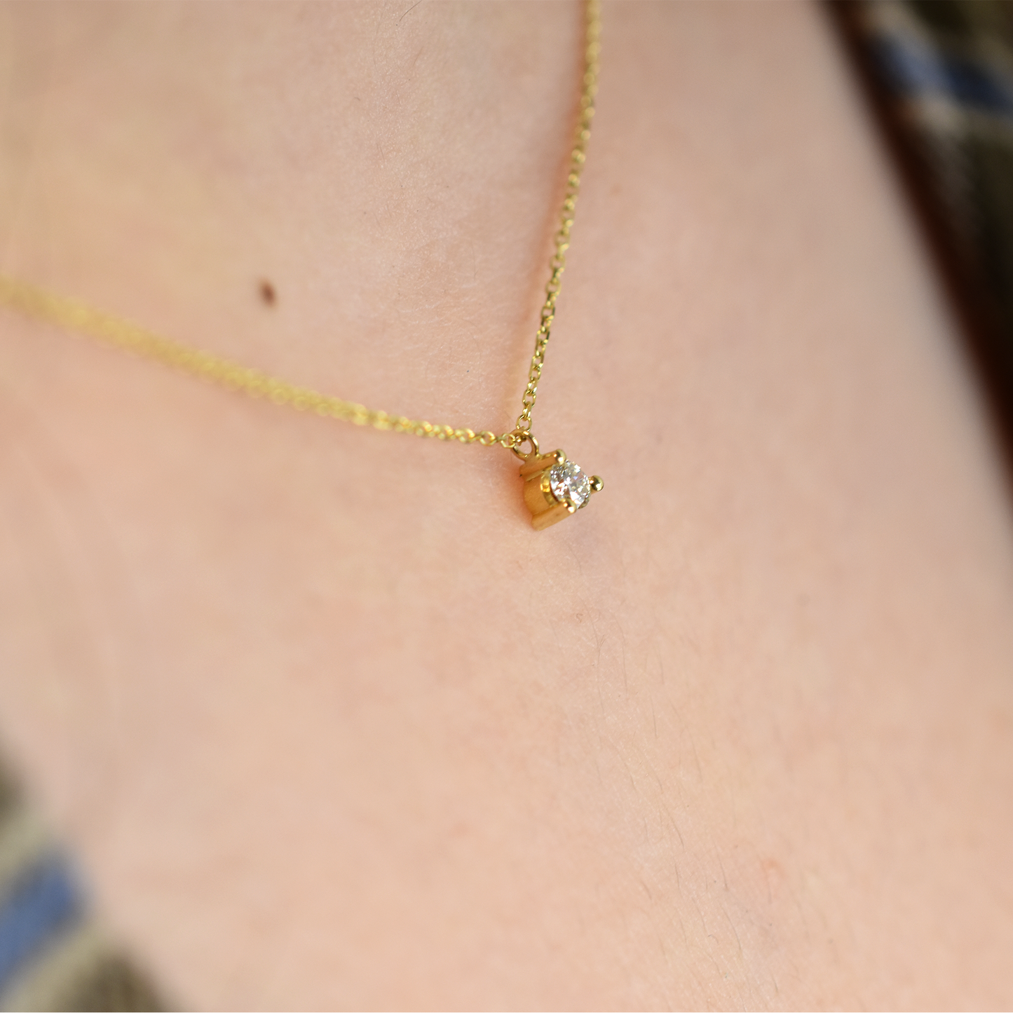 14K Diamond Prong Necklace