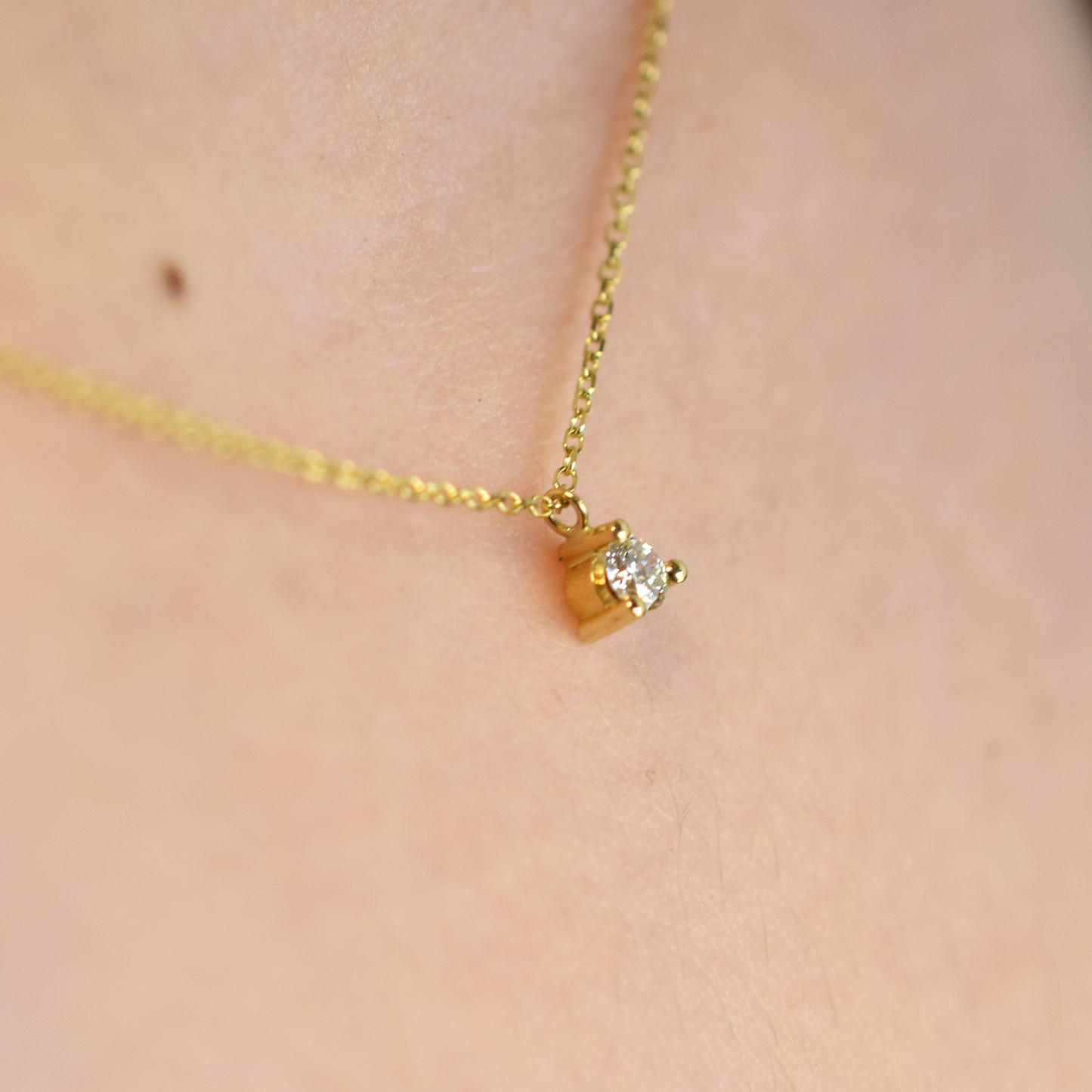 14K Diamond Prong Necklace