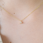 14K Diamond Prong Necklace