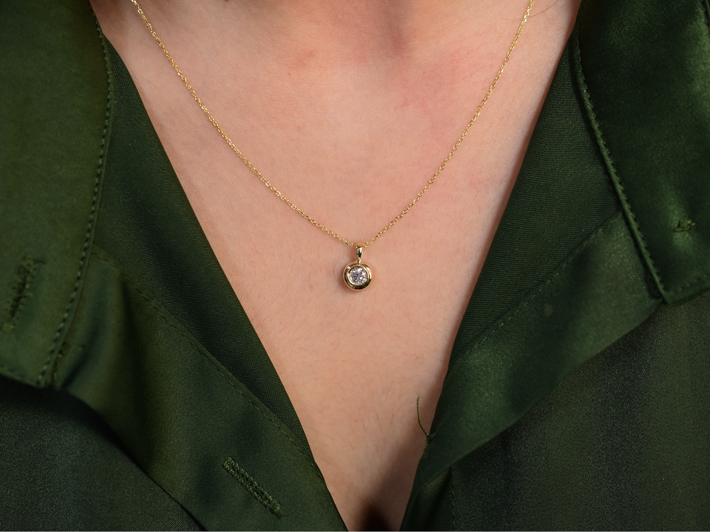 Bezel set diamond necklace 0.25 carat natural diamond