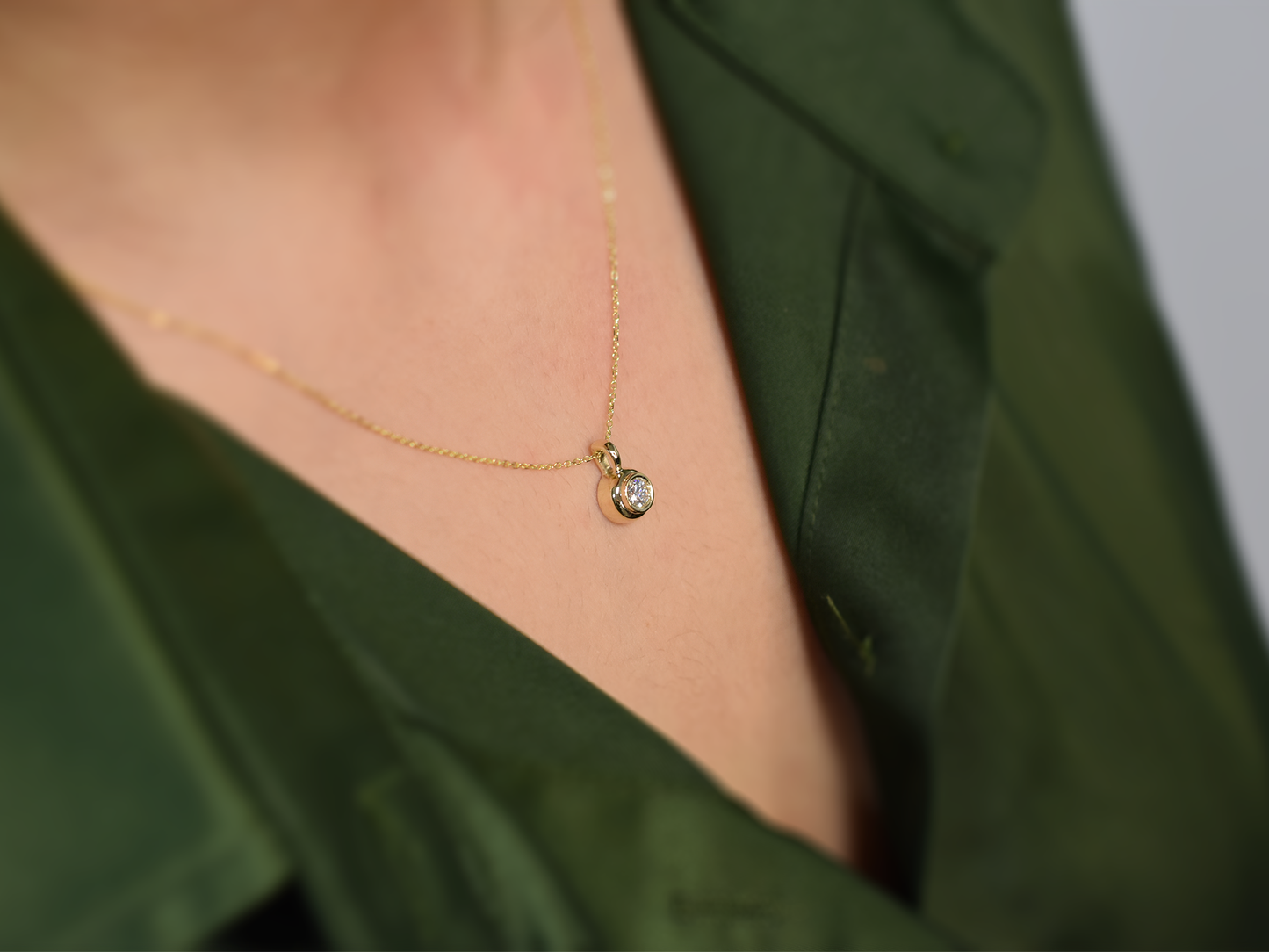 Bezel set diamond necklace 0.25 carat natural diamond