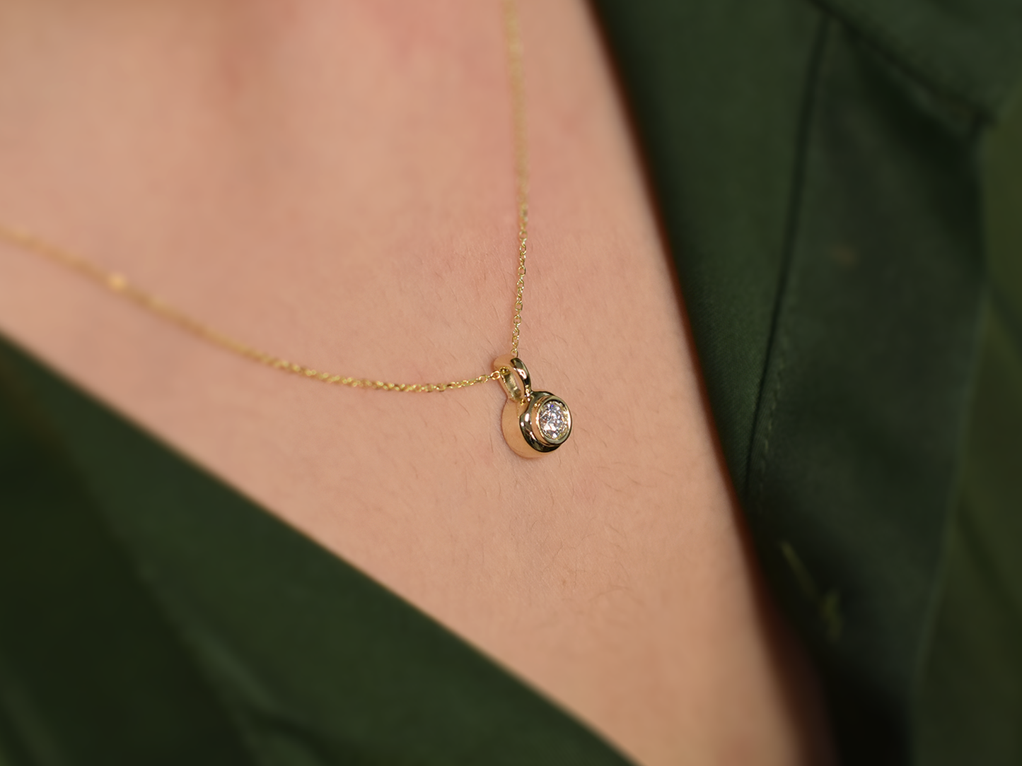 Bezel set diamond necklace 0.25 carat natural diamond